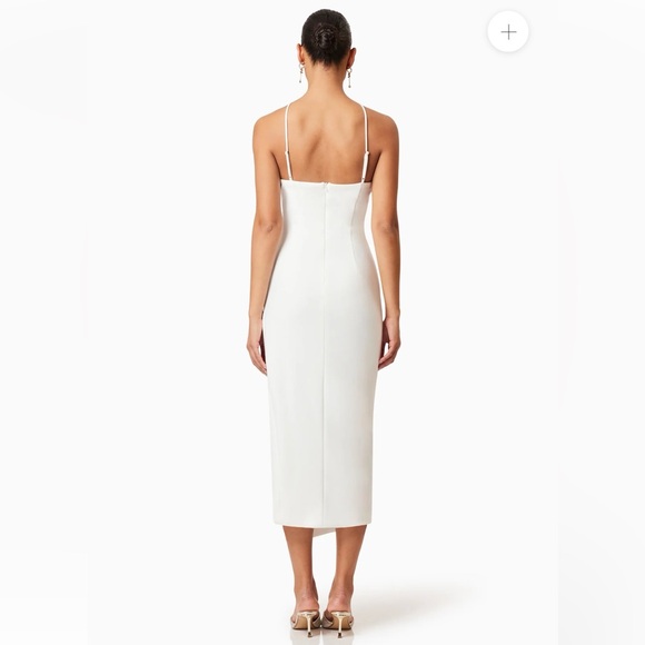 elliatt janelle white 3d peral & floral detail pleated midi dress size XS NEW - Picture 5 of 12